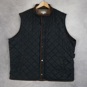 Peter Millar Vest Mens XXL Black Quilted Fleece Lined Crown Essex Travel Vest